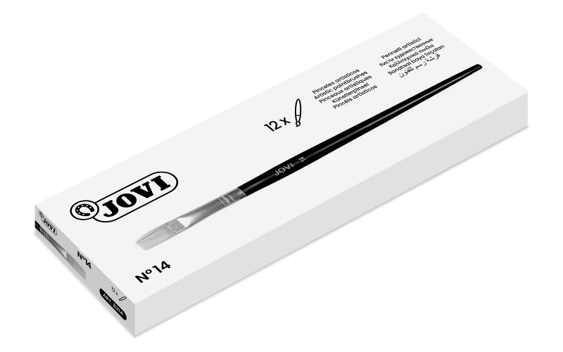 Jovi Pinceles Artisticos Planos Pelo de Cerda Nº 14 - Pelo Natural - Mango de Madera - Punta Plana -
