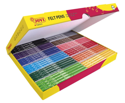 Jovi Felt Pens Caja de 144 Rotuladores - Punta Resistente - Capuchon Ventilado - Grip Triangular Erg