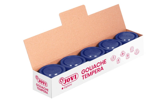 Jovi Bote de Tempera Escolar 35ml - Aplicacion en Multiples Superficies - Uso con Pincel, Rodillo o Espatula - Colores Mezclables - Color Azul Oscuro