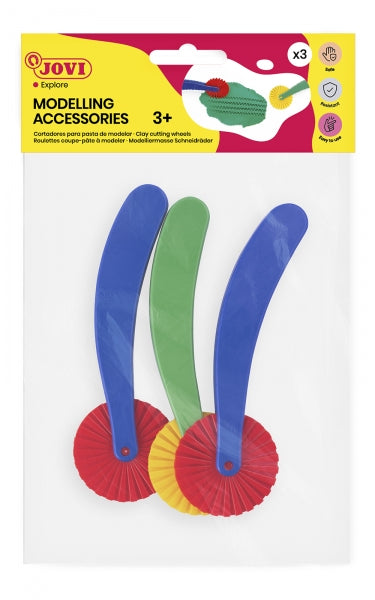 Jovi Modelling Complements Bolsa con 3 Rodillos Cortadores - Ruedas de Corte Diferentes Formas - Ideal para Manualidades - Facil de Usar - Alta Durabilidad - Color Varios