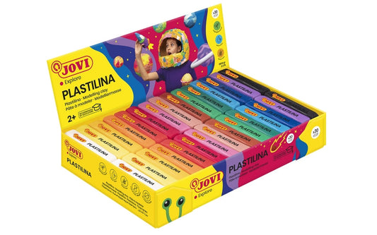 Jovi Expositor de 30 Pastillas de Plastilina 50G - 100% Vegetal - Muy Moldeable - No Se Seca - Colores Mezclables - Color Surtido