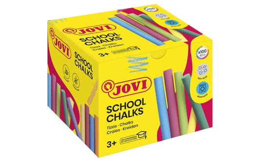 Jovi Classcolor Caja de 100 Tizas Antipolvo - Especiales para Dibujar en El Suelo - Ideales para Jue