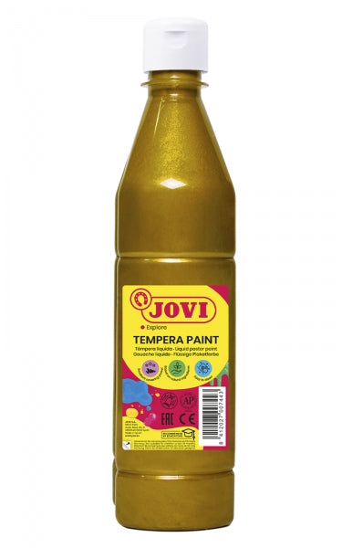 Jovi Tempera Paint Tempera Liquida 500ml - Base Agua - Lista para Usar - Alto Poder Cubriente - Secado Rapido - Excelente Fluidez - Adherencia en Multiples Superficies - Color Oro
