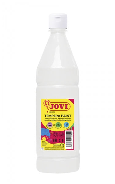 Jovi Tempera Paint Tempera Liquida 1000ml - Base Agua - Lista para Usar - Alto Poder Cubriente - Secado Rapido - Excelente Fluidez - Adherencia en Multiples Superficies - Color Blanco