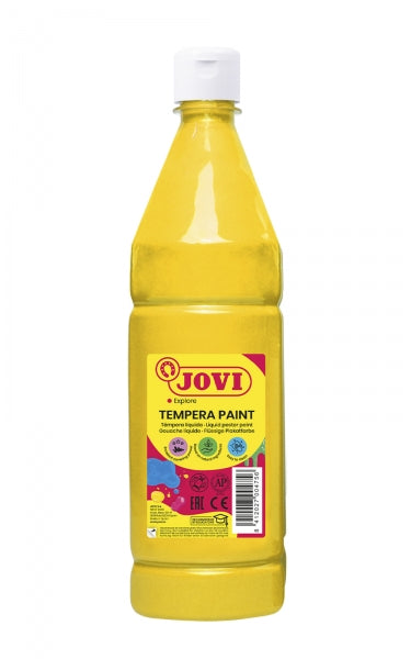 Jovi Tempera Paint Tempera Liquida 1000ml - Base Agua - Lista para Usar - Alto Poder Cubriente - Secado Rapido - Excelente Rendimiento - Facil Aplicacion - Color Amarillo