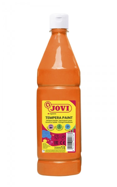 Jovi Tempera Paint Tempera Liquida 1000ml - Base Agua - Lista para Usar - Alto Poder Cubriente - Secado Rapido - Excelente Rendimiento - Facil Aplicacion - Color Naranja