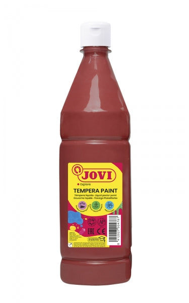 Jovi Tempera Paint Tempera Liquida 1000ml - Base Agua - Lista para Usar - Alto Poder Cubriente - Secado Rapido - Excelente Rendimiento - Facil Aplicacion - Color Marron