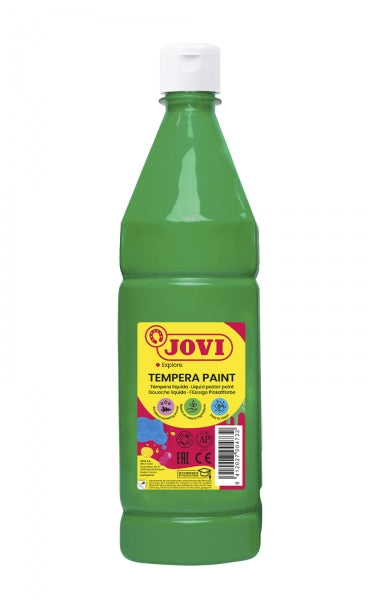Jovi Tempera Paint Tempera Liquida 1000ml - Base Agua - Lista para Usar - Alto Poder Cubriente - Secado Rapido - Excelente Rendimiento - Facil Aplicacion - Color Verde