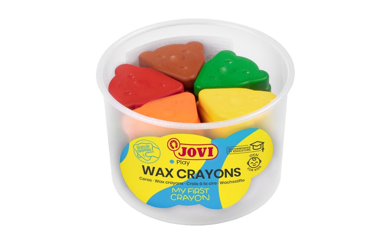 Jovi My First Crayon Bote de 30 Ceras con Forma de Oso - Diseño Ergonomico - No Manchan - Resistente