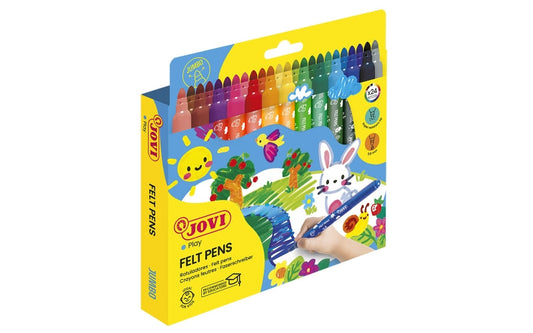 Jovi Felt Pens Estuche de 24 Rotuladores Jumbo - Amplia Variedad de Tonos - Tinta de Gran Fijacion -