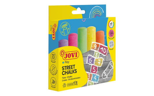 Jovi Street Chalks Estuche de 6 Tizas Jumbo - Compactas - sin Polvo - Materias Primas Naturales - Tr
