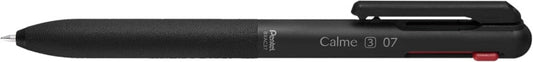 Pentel Calme Boligrafo Retractil de 3 Colores 0.7mm - Cuerpo Color Negro - Colores Tinta Azul, Rojo