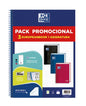 Oxford Europeanbook 1 Classic Pack de 3 Cuadernos Espiral Formato A4+ Cuadriculado 5x5mm - 80 Hojas 90gr - Tapa Extradura Tacto Suave - Recuadro de Color - Colores Vivos Surtidos