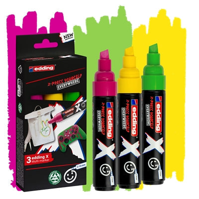 Edding X 6900 Caramelo Pack de 3 Rotuladores Multisuperficie Permanentes de Tinta Opaca - Punta Bise