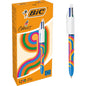 Bic 4 Colours Decors Lines Boligrafo de Bola Retractil - Punta Media de 1.0mm - Tinta con Base de Ac