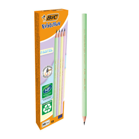 Bic Evolution Pastel Lapiz de Grafito Hexagonal - Mina HB Ultrarresistente - Sin Madera - No se Asti