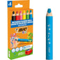 Bic Kids Multisuperficie Pack de 6 Lapices de Colores + Sacapuntas - Cuerpo Triangular - Minas Borrables en Superficies No Porosas - Colores Surtidos