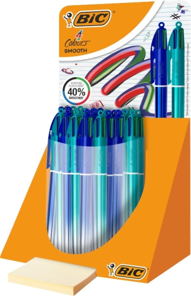 Bic 4 Colours Smooth Gradient Expositor de 30 Boligrafos de Bola Retractil - Punta Media de 1.0mm -