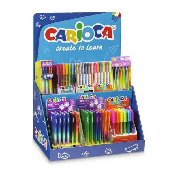 Carioca Expositor Fiorella Incluye 5 OOPS Easy Blister de 3uds Blue Red, 7 OOPS Easy Blister de 6uds