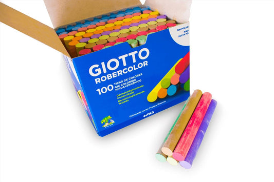 GIOTTO TIZAS ROBERCOLOR ANTIPOLVO COLORES SURTIDOS CAJA 100 UD