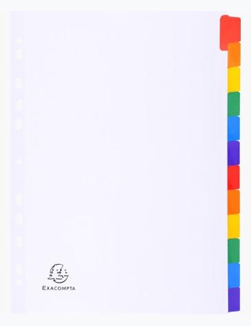 EXACOMPTA SEPARADORES CARTULINA BLANCA 160GR 12 POSICIONES A4 PESTAÑAS COLORES