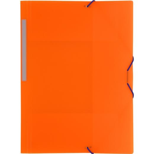 GRAFOPLÁS CARPETA CON GOMAS COLORGRAF FOLIO 3 SOLAPAS PP NARANJA TRANSLÚCIDO