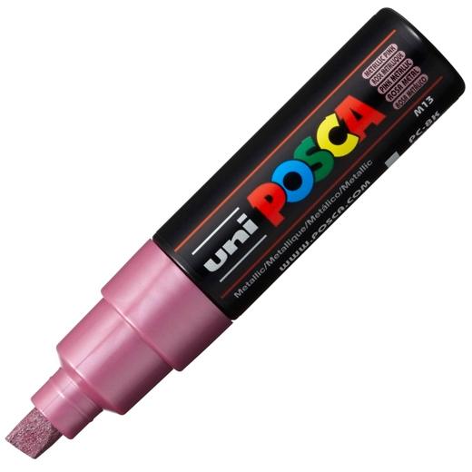 Posca PC-8K Marcador de Pintura - Punta Biselada Acrilica 8mm - Tinta Base al Agua - Resistente a la Luz - No Permanente - Color Rosa Metálico