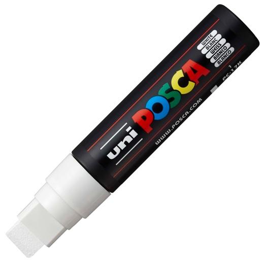 Posca PC-17K Marcador de Pintura - Punta Biselada de Poliester 15mm - Ancho de Trazo Muy Grueso - Tinta Base al Agua - Resistente a la Luz - Ideal para Carteleria y Decoracion - Color Blanco