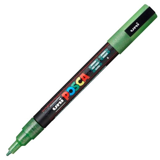 Posca PC-3ML Marcador de Pintura - Base al Agua - Punta Conica de 0.9-1.3mm - No Permanente - Resistente a la Luz - Inodoro - Ideal para Carteleria y Decoracion - Color Verde