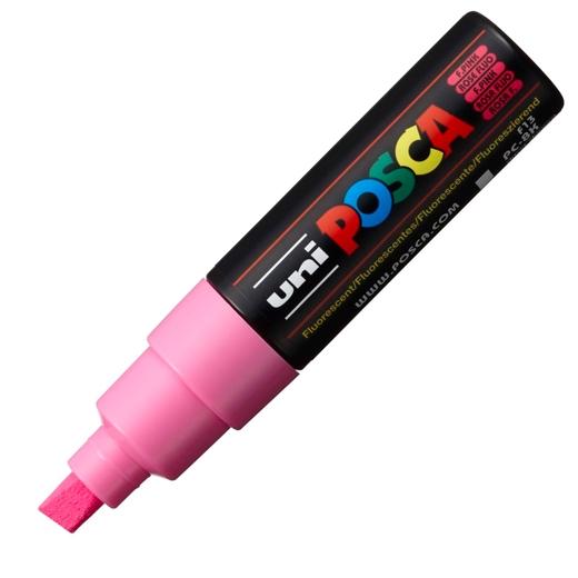 Posca PC-8K Marcador de Pintura - Punta Biselada Acrilica 8mm - Tinta Base al Agua - No Permanente - Resistente a la Luz - Ideal para Carteleria y Decoracion - Color Rosa