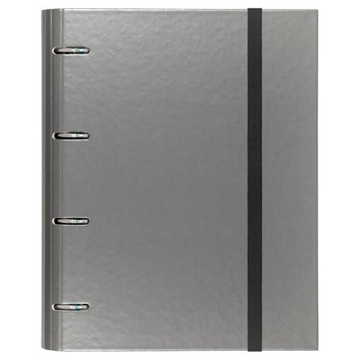 CARCHIVO CARPETA ANILLAS 4 X 35MM CARPEBLOCK METAL C/RECAMBIO 100H A4 90GR 1 BANDA COLOR CARTÓN PLASTIFICADO GRIS