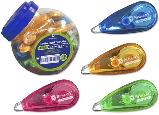 BISMARK CINTA CORRECTORA MINI 5MMX8M COLORES SURTIDOS