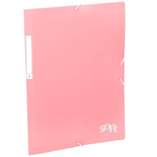 CARCHIVO CARPETA SOLAPAS FOLIO C/GOMAS PP SOFT ROSA PASTEL