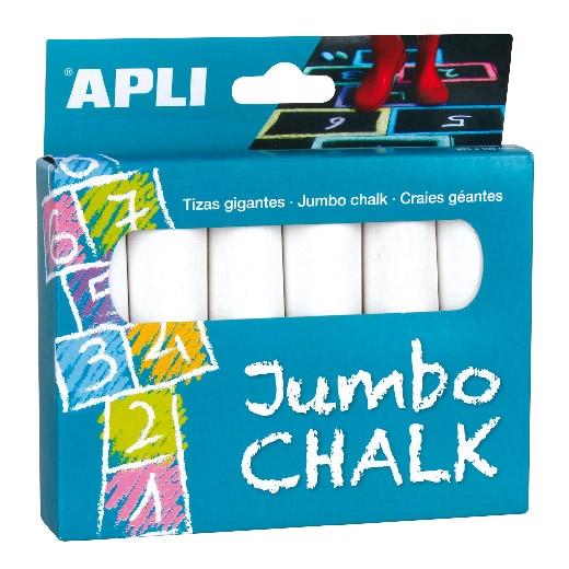 APLI TIZAS GIGANTES JUMBO Ø25X105MM BLANCO CAJA 6 UD